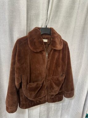 Plush Brown Faux Fur Zip Jacket